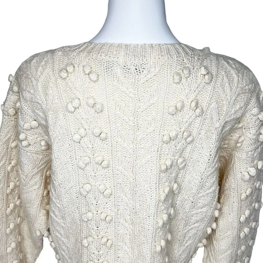 Vintage Frankenmuth Woolen Mill cream colored hand knit crew neck wool sweater s